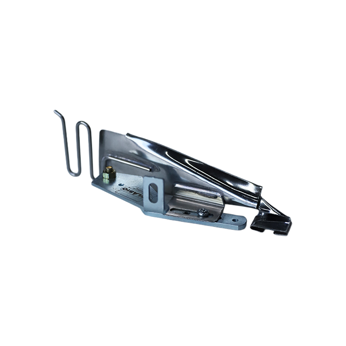 Aparelho de friso (filete/vivo) para máquina overlock industrial, projetado para pregar e passar vivo com precisão. Com tamanho de 40mm, é compatível com a maioria das overlocks industriais do mercado, sendo um acessório essencial para acabamentos decorativos e reforços em peças de vestuário.