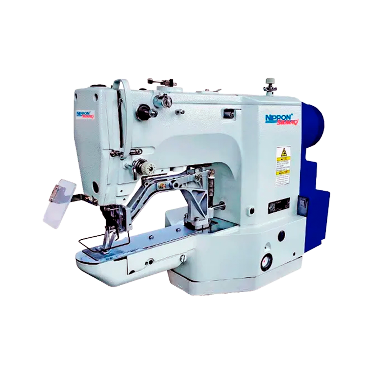 Máquina de costura industrial travete eletrônica de ponto fixo para materiais pesados. Versátil para acabamentos em jeans e uniformes, possui painel LCD Touch Screen que permite a criação de costuras programadas (como pregar velcro e plaquinhas). Conta com motor Direct Drive, corte de fio automático (sistema curto) e lubrificação automática com sistema seco na parte superior.